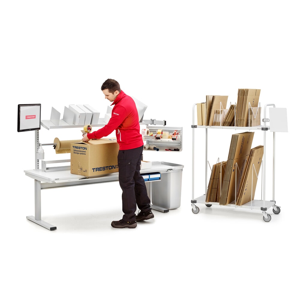 N° de l'image du produit 3 : Chariot pour cartons TRESTON avec roulettes directrices, 2 niveaux, HxlxP 1 515 x 1 090 x 530 mm