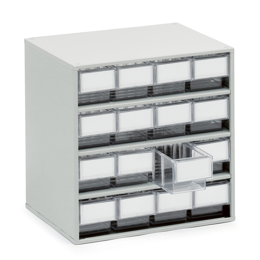 Illustration du produit: Système de rangement à tiroirs, 16 tiroirs, profondeur 300 mm, transparent