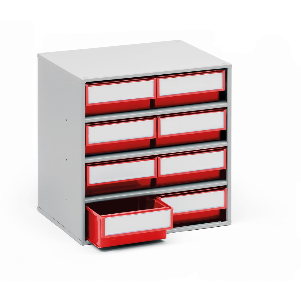 Illustration du produit: Système de rangement à tiroirs, 8 tiroirs, profondeur 300 mm, rouge
