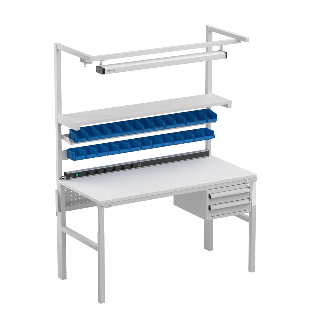 N° de l'image du produit 4 : Baguette d'accrochage pour table de travail avec étagère, largeur 1 800 mm