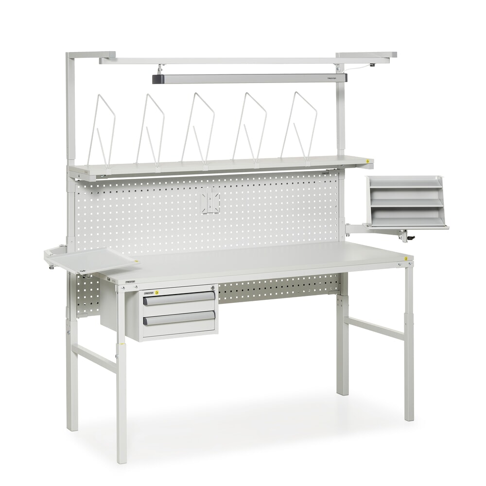 N° de l'image du produit 4 : TRESTON Table de travail avec tablette surélevée, réglable en hauteur, capacité de charge 300 kg, lxP 1 500 x 700 mm