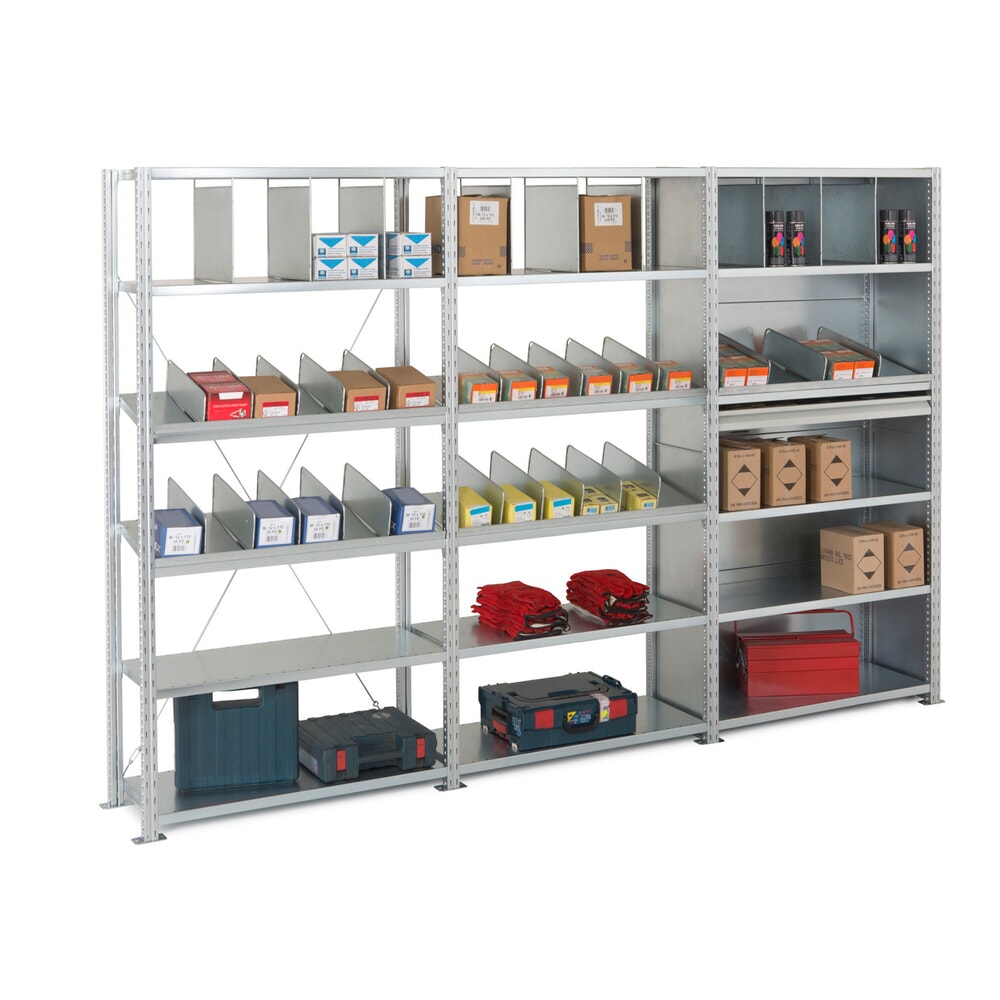 Productafbeelding nr. 8: ManOrga Legbordrek, AF, met staalpanelen als legborden, vaklast 350 kg, verzinkt, H x B x D 2.000 x 1.000 x 400 mm
