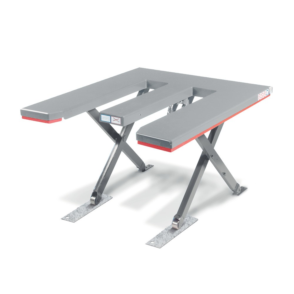 Illustration du produit: Table élévatrice à ciseaux plats FLEXLIFT, en forme de E, capacité de charge 600 kg, plate-forme de 1 350 x 1 150 mm, 230 V