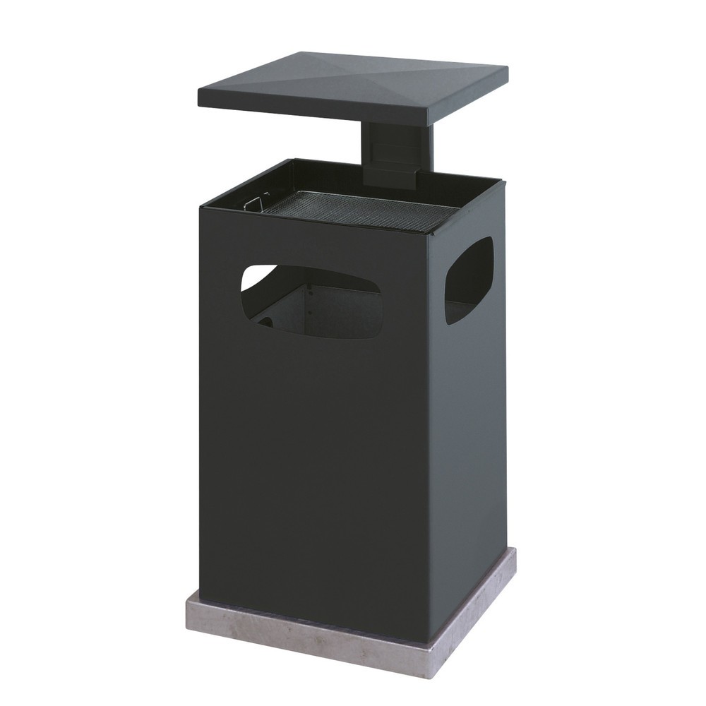 Product afbeelding: As-/afvalbakcombinatie van staal, vierkant, afneembare beschermkap, 80 liter, antraciet