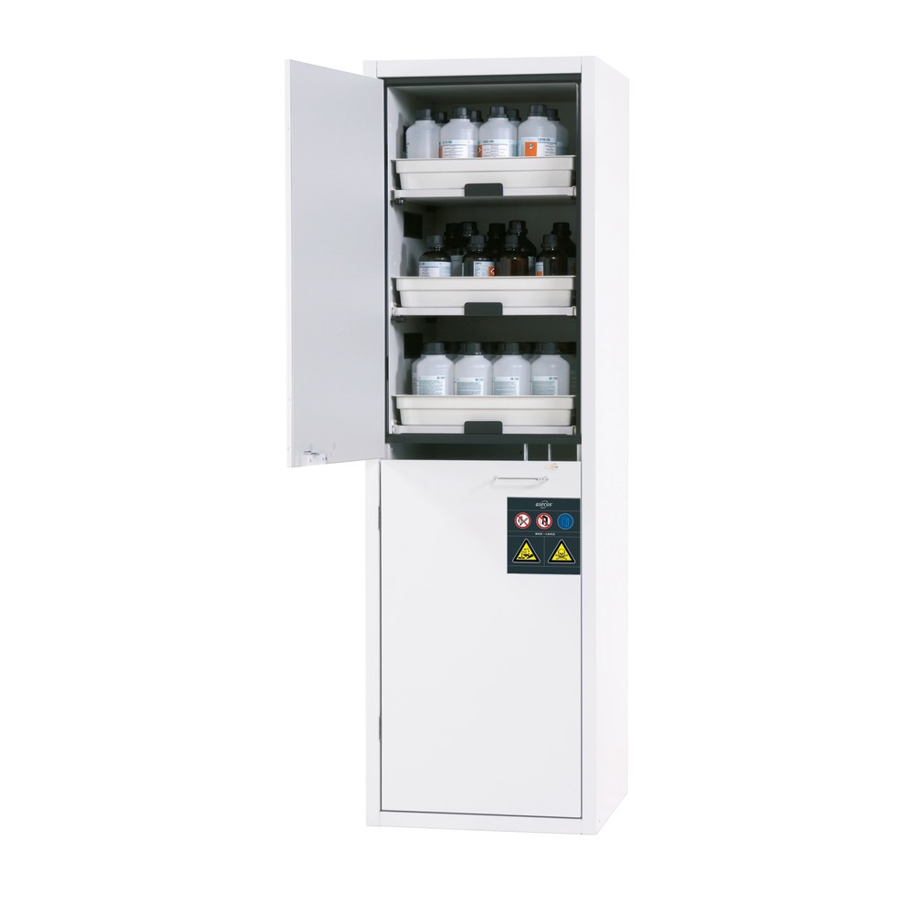 Produktabbildung Nr. 1: asecos® Classic Acide and Solution Armoire HxLxP 1,965 x 597 x 603 mm 6 extensions d'Tablette avec plateau en PP Blanc
