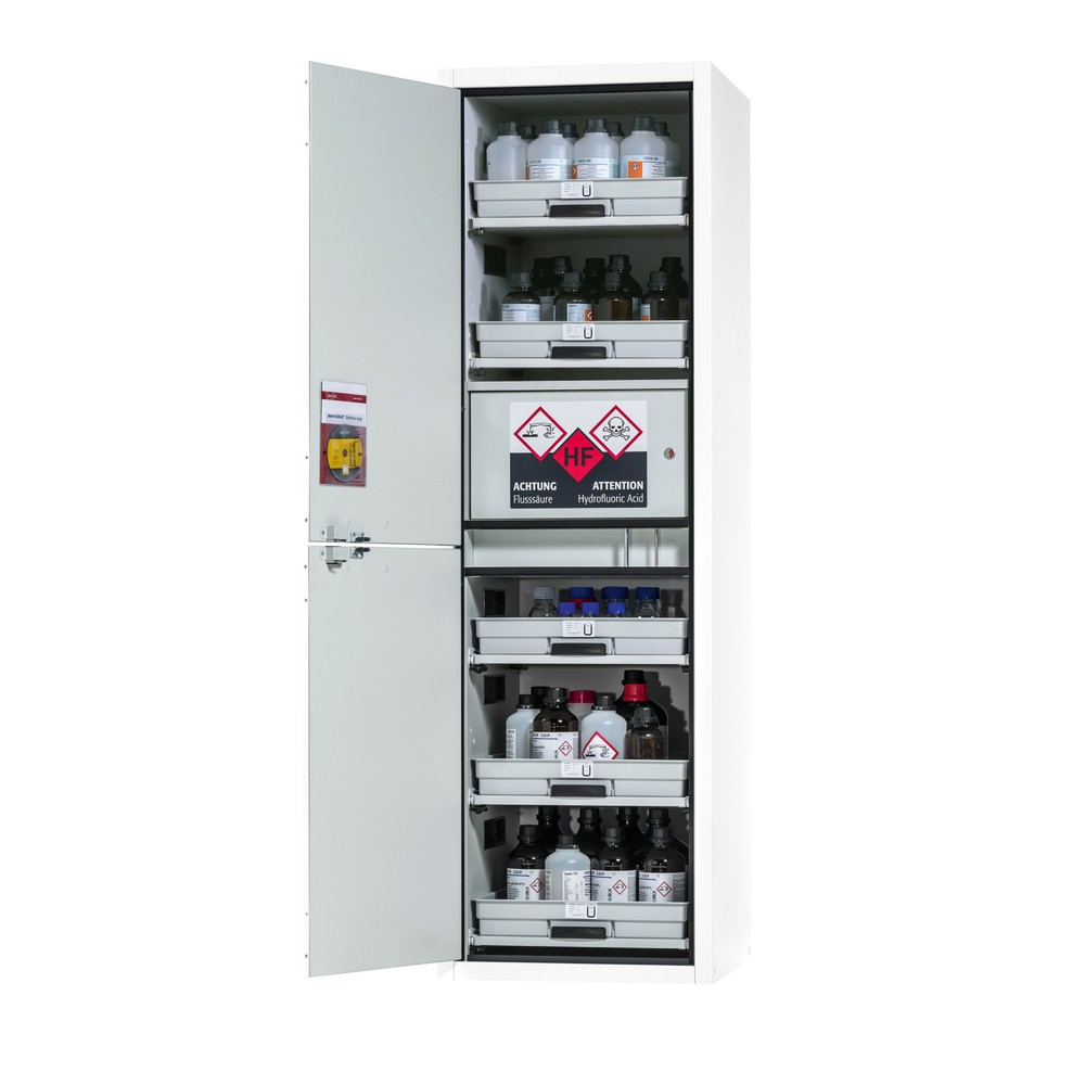 Produktabbildung Nr. 1: asecos® Classic Acid and Solution Armoire HxLxP 1,965 x 597 x 603 mm 5 extensions d'Tablette avec plateau en PP, 1 compartiment d'installation avec plateau en PE, blanc laboratoire