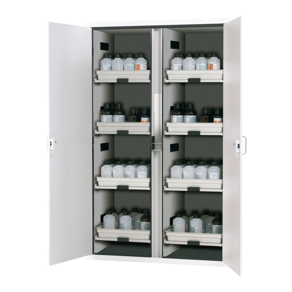Produktabbildung Nr. 1: asecos® Classic Acide and Solution Armoire HxLxP 1,965 x 1,197 x 603 mm 8 extensions d'Tablette avec plateau en PP Blanc