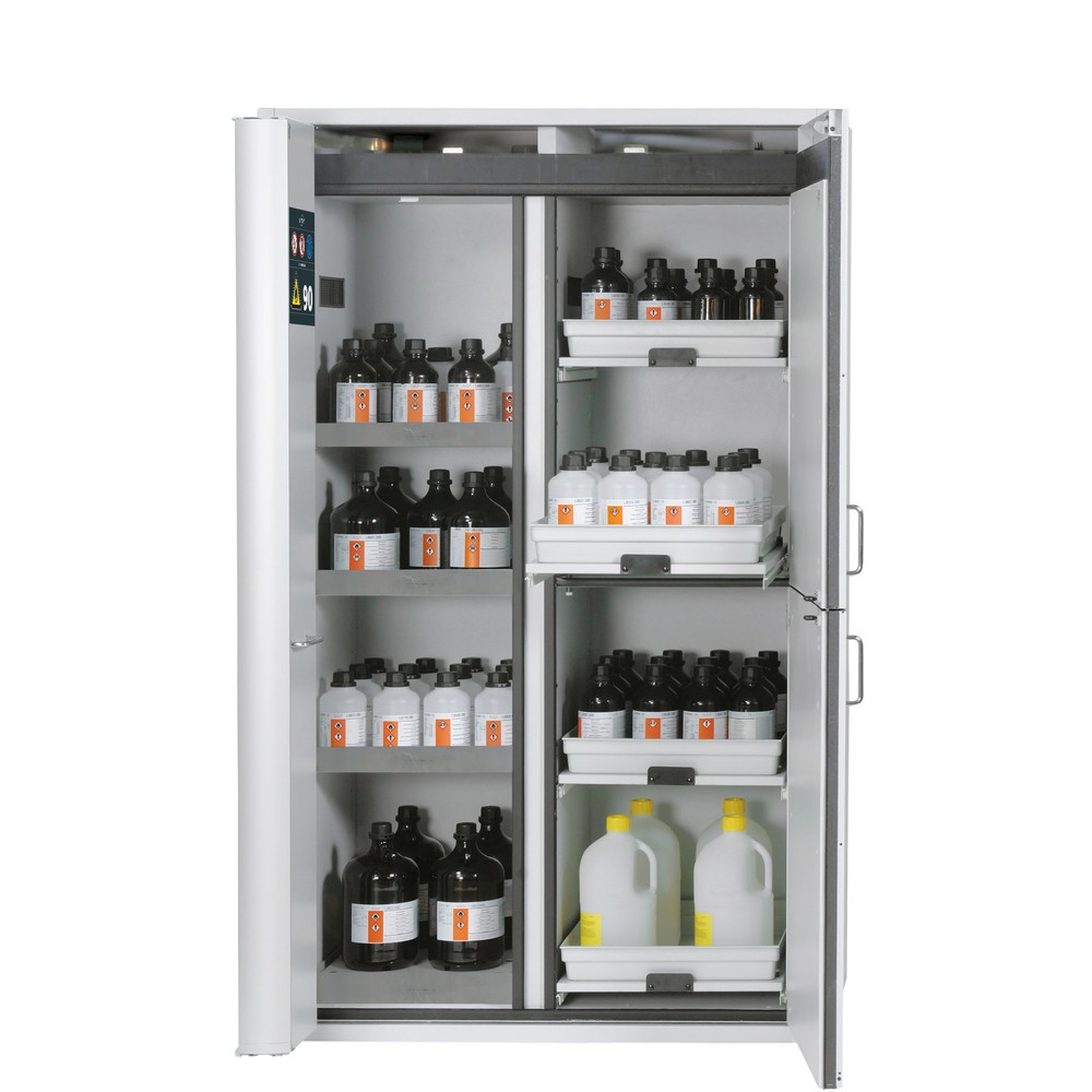 Produktabbildung Nr. 1: asecos® Combinatiekast K-PHOENIX-90, HxBxD 1,969 x 1.197 x 617 mm, Roestvrij staal: 3x plank ves, 1x geperforeerde plaatplaat, 1x vloerlade, 4x lade met PP-lade