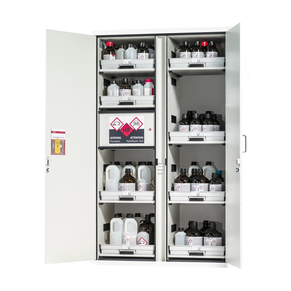 Produktabbildung Nr. 1: asecos® Classic Acid and Solution Cabinet HxBxD 1.965 x 1.197 x 603 mm 8x Plankuitbreidingen met PP-lade, 1x Inbouwcompartiment met PE-lade, Laboratorium Wit
