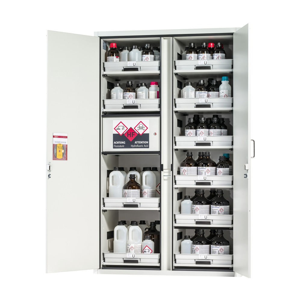 Produktabbildung Nr. 1: asecos® Classic Acid and Solution Cabinet HxBxD 1.965 x 1.197 x 603 mm 11x Plankverlenging met PP-lade, 1x ingebouwd compartiment met PE-lade, Light grijs