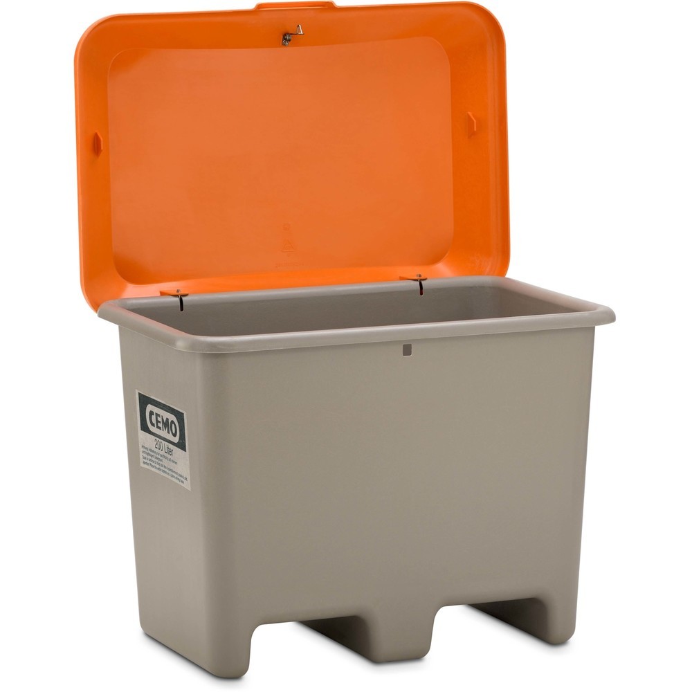 Produktabbildung Nr. 3: Bac à sel CEMO, gris/orange, 200 litres, avec entrées de fourche