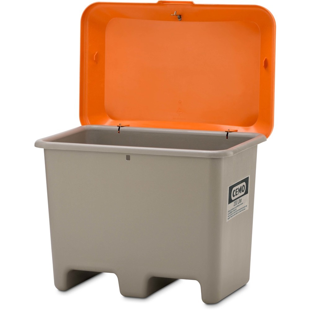 Produktabbildung Nr. 4: Bac à sel CEMO, gris/orange, 200 litres, avec entrées de fourche