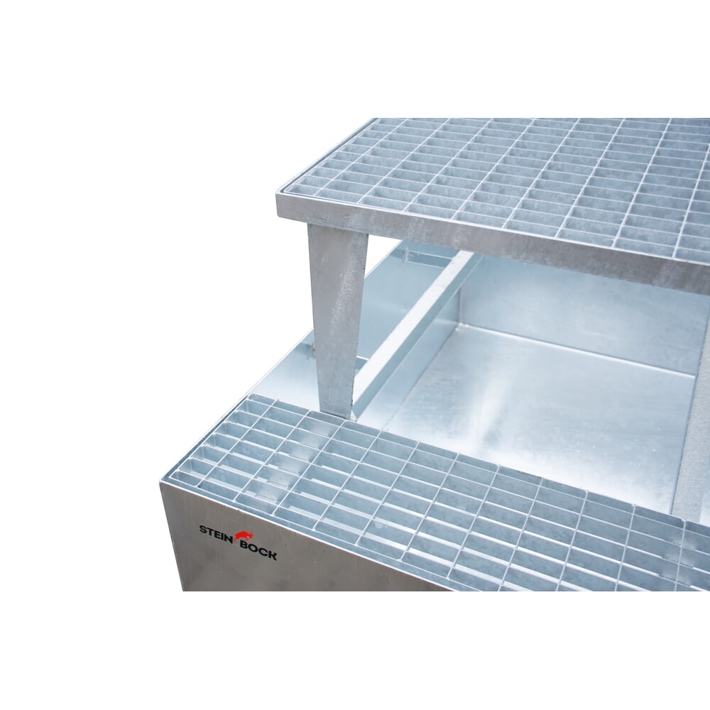 N° de l'image du produit 2 : Bac de rétention Steinbock® en acier pour 1 cuve KTC/IBC, avec kit de remplissage, galvanisé à chaud