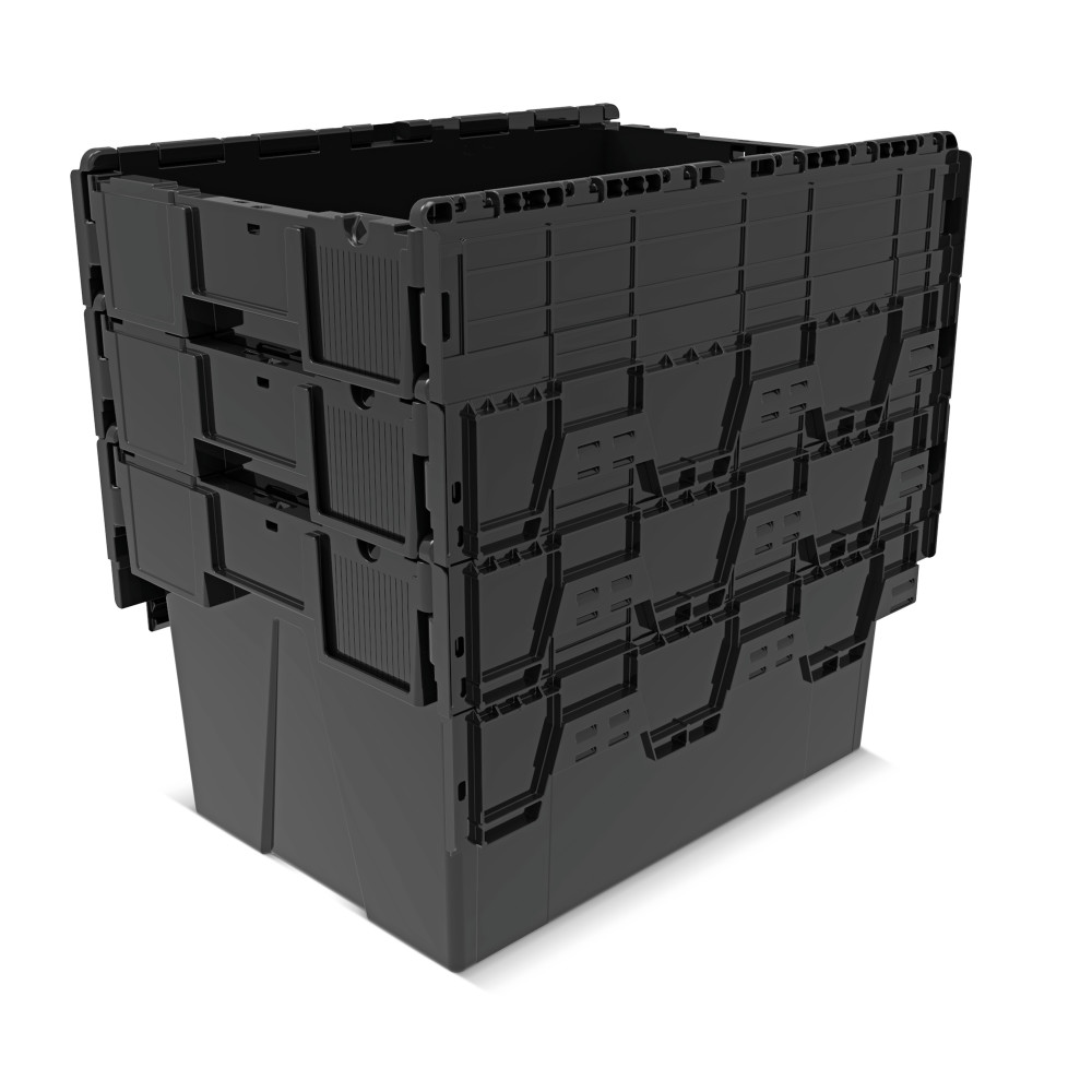 Produktabbildung Nr. 8: Bac empilable réutilisable en regranulats de PP avec couvercle rabattable, noir, 65 litres, 1 pcs/UV