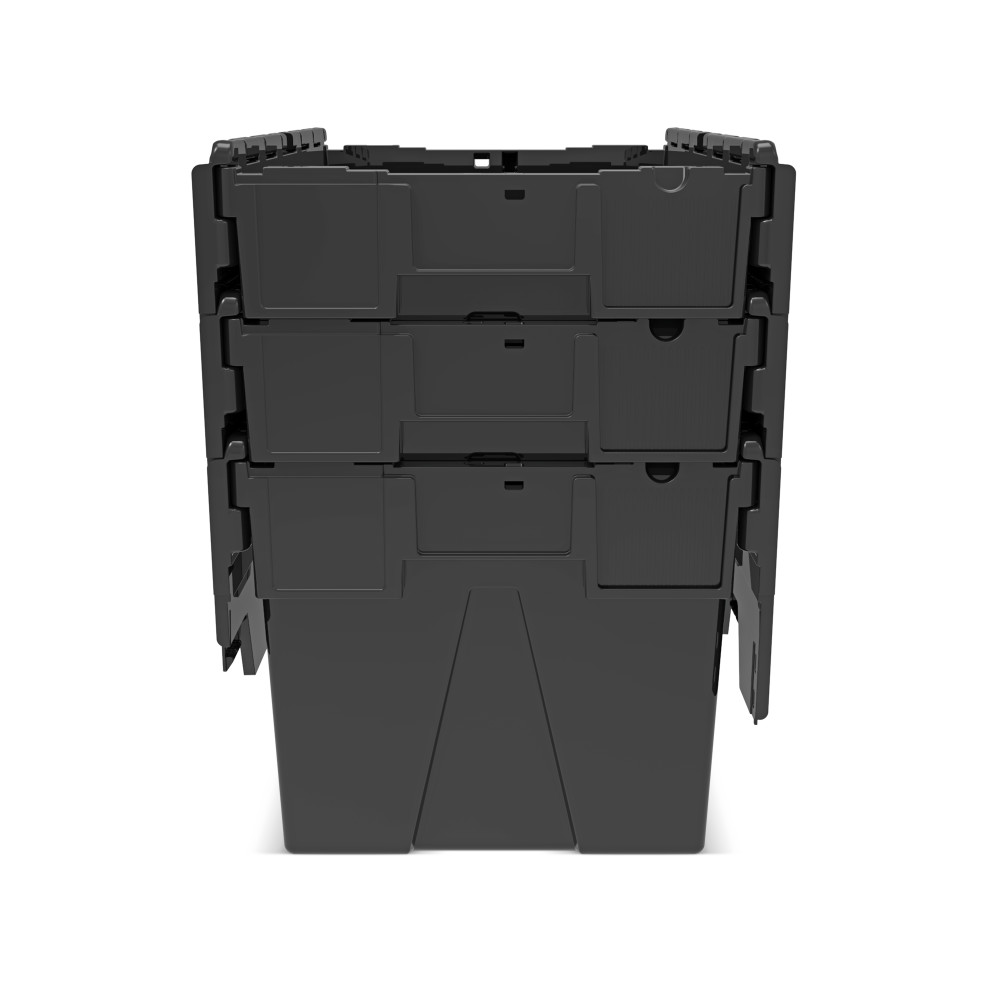 Produktabbildung Nr. 9: Bac empilable réutilisable en regranulats de PP avec couvercle rabattable, noir, 65 litres, 1 pcs/UV
