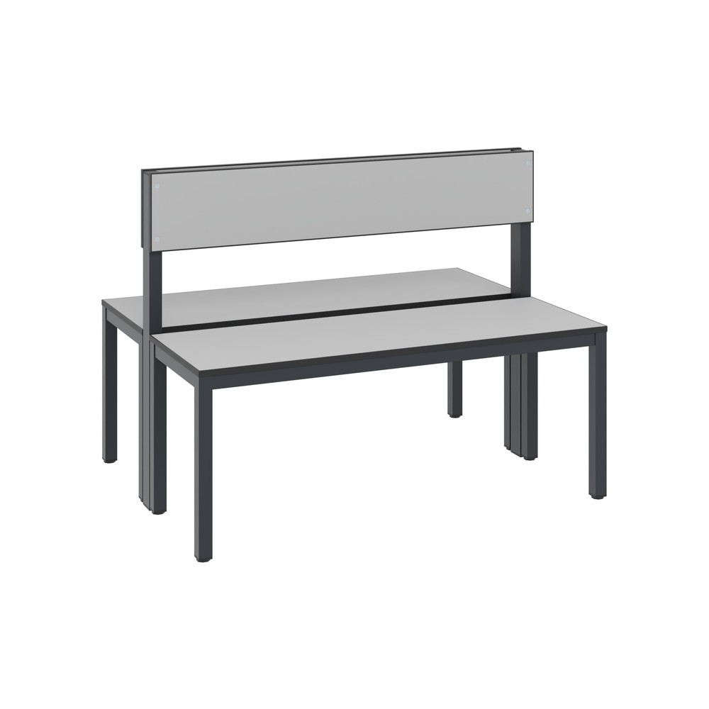 Illustration du produit: Banc pour vestiaire C+P Basic Plus, longueur 1 000 mm, utilisable des deux côtés, avec dossier, gris-noir/gris-argent