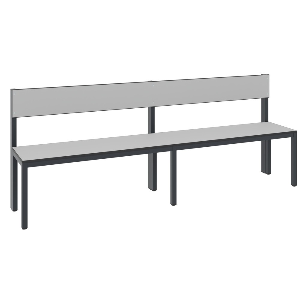 Produktabbildung Nr. 1: Banc pour vestiaire C+P Basic Plus, longueur 1 960 mm, utilisable d’un seul côté, avec dossier, gris-noir/gris-argent