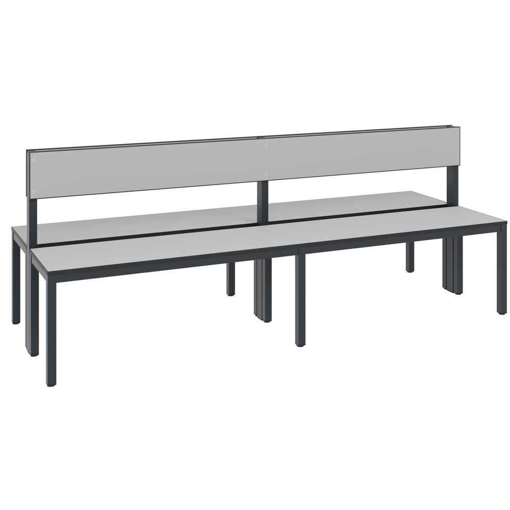 Produktabbildung Nr. 1: Banc pour vestiaire C+P Basic Plus, longueur 1 960 mm, utilisable des deux côtés, avec dossier, gris-noir/gris-argent