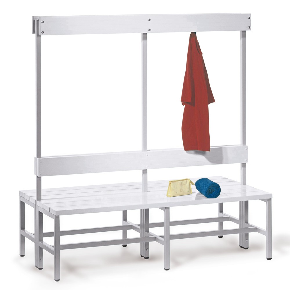 Produktabbildung Nr. 1: Banc pour vestiaire PAVOY, bilatéral avec baguette à crochets, longueur 1 500 mm, sans porte-chaussure, jaune zinc