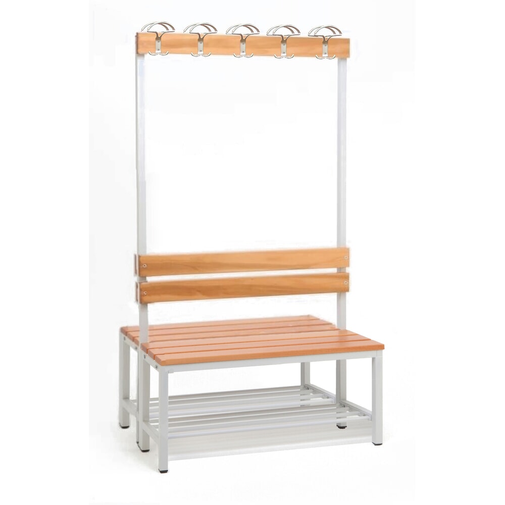 Produktabbildung Nr. 1: Banc pour vestiaire Steinbock®, bilatéral avec baguette à crochets, longueur 1 000 mm, avec porte-chaussure