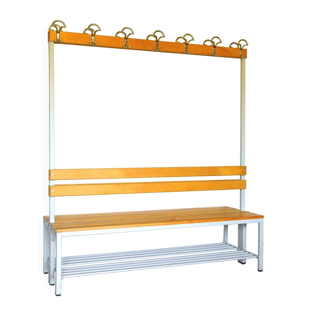 Produktabbildung Nr. 1: Banc pour vestiaire Steinbock®, bilatéral avec baguette à crochets, longueur 1 500 mm, avec porte-chaussure