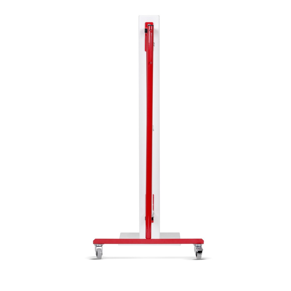 Produktabbildung Nr. 3: Barrière extensible dancop, roues d'un côté, montage mural, largeur 4 000 mm, rouge/blanc