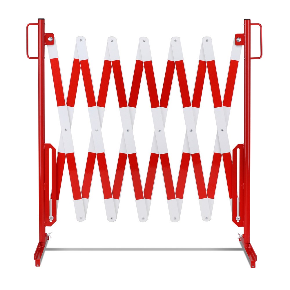 N° de l'image du produit 5 : Barrière extensible dancop, pied des deux côtés, largeur 4 000 mm, rouge/blanc