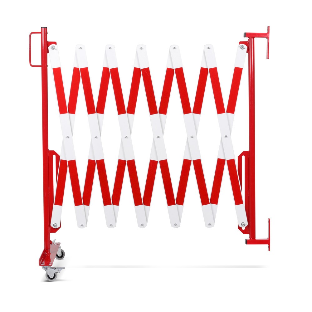 Produktabbildung Nr. 5: Barrière extensible dancop, roues d'un côté, montage mural, largeur 4 000 mm, rouge/blanc
