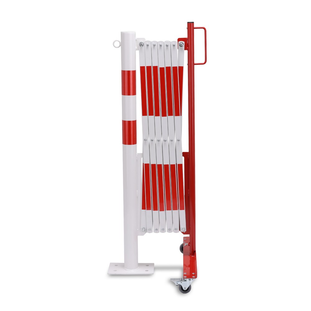 Produktabbildung Nr. 1: Barrière extensible dancop avec potelets, Ø 60 mm, largeur 3 600 mm, rouge/blanc