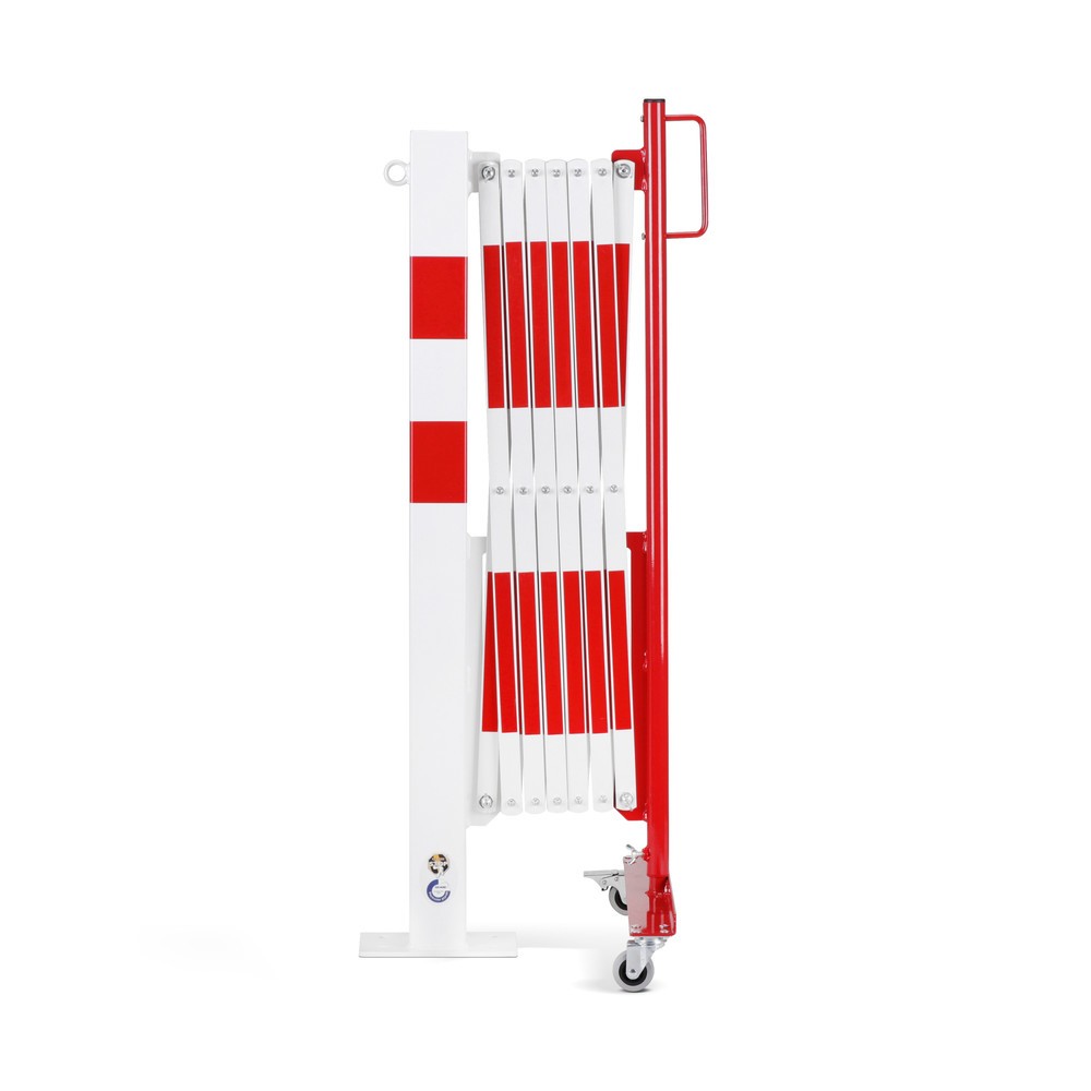 Produktabbildung Nr. 1: Barrière extensible dancop avec potelets, 70 x 70 mm, largeur 3 600, rouge/blanc