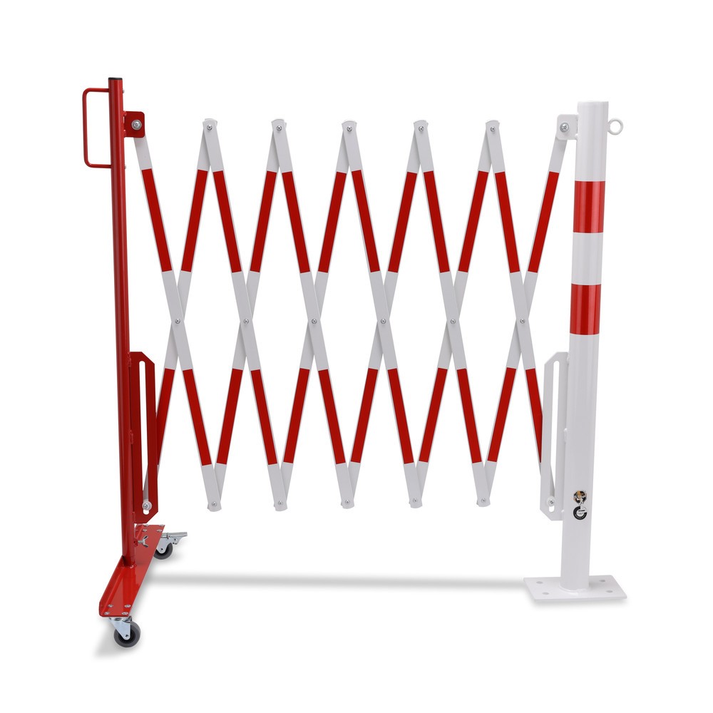 Produktabbildung Nr. 5: Barrière extensible dancop avec potelets, Ø 60 mm, largeur 3 600 mm, rouge/blanc