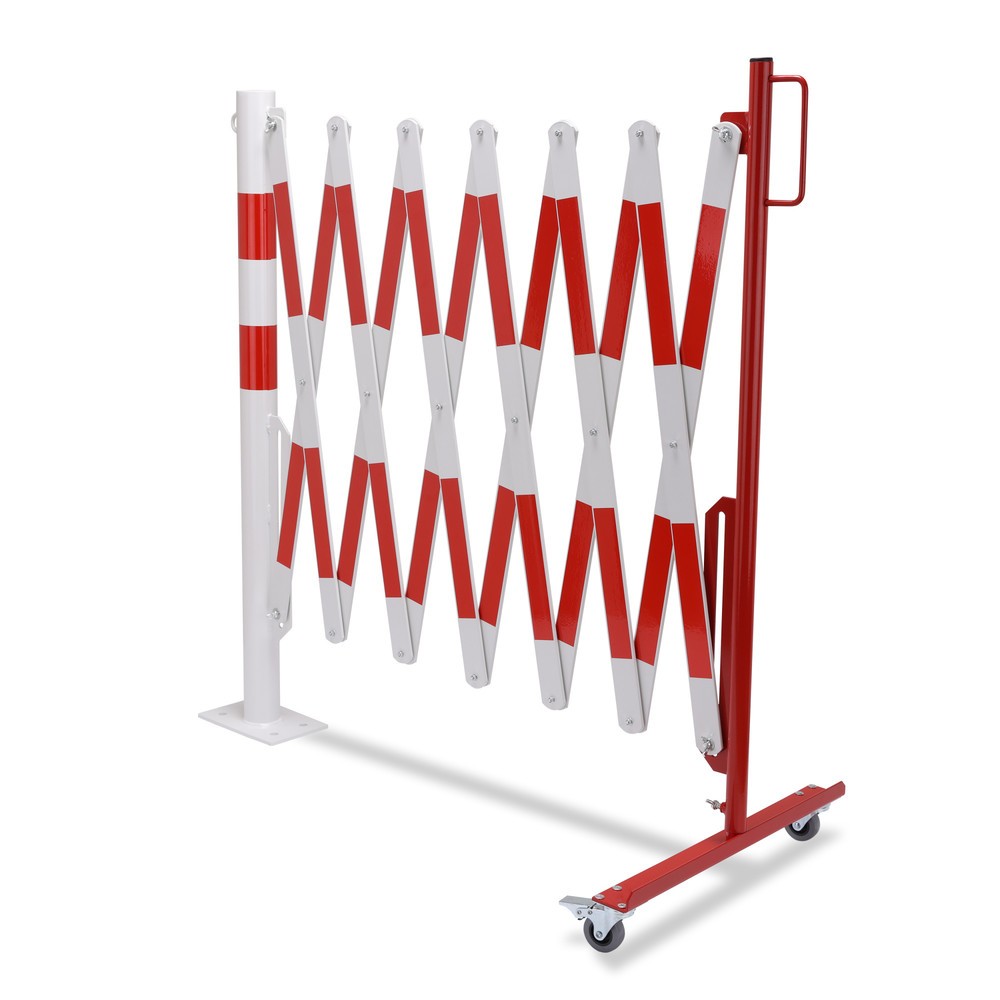 Produktabbildung Nr. 10: Barrière extensible dancop avec potelets, Ø 60 mm, largeur 4 000 mm, rouge/blanc