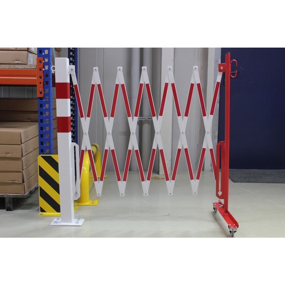 Produktabbildung Nr. 12: Barrière extensible dancop avec potelets, 70 x 70 mm, largeur 3 600, rouge/blanc