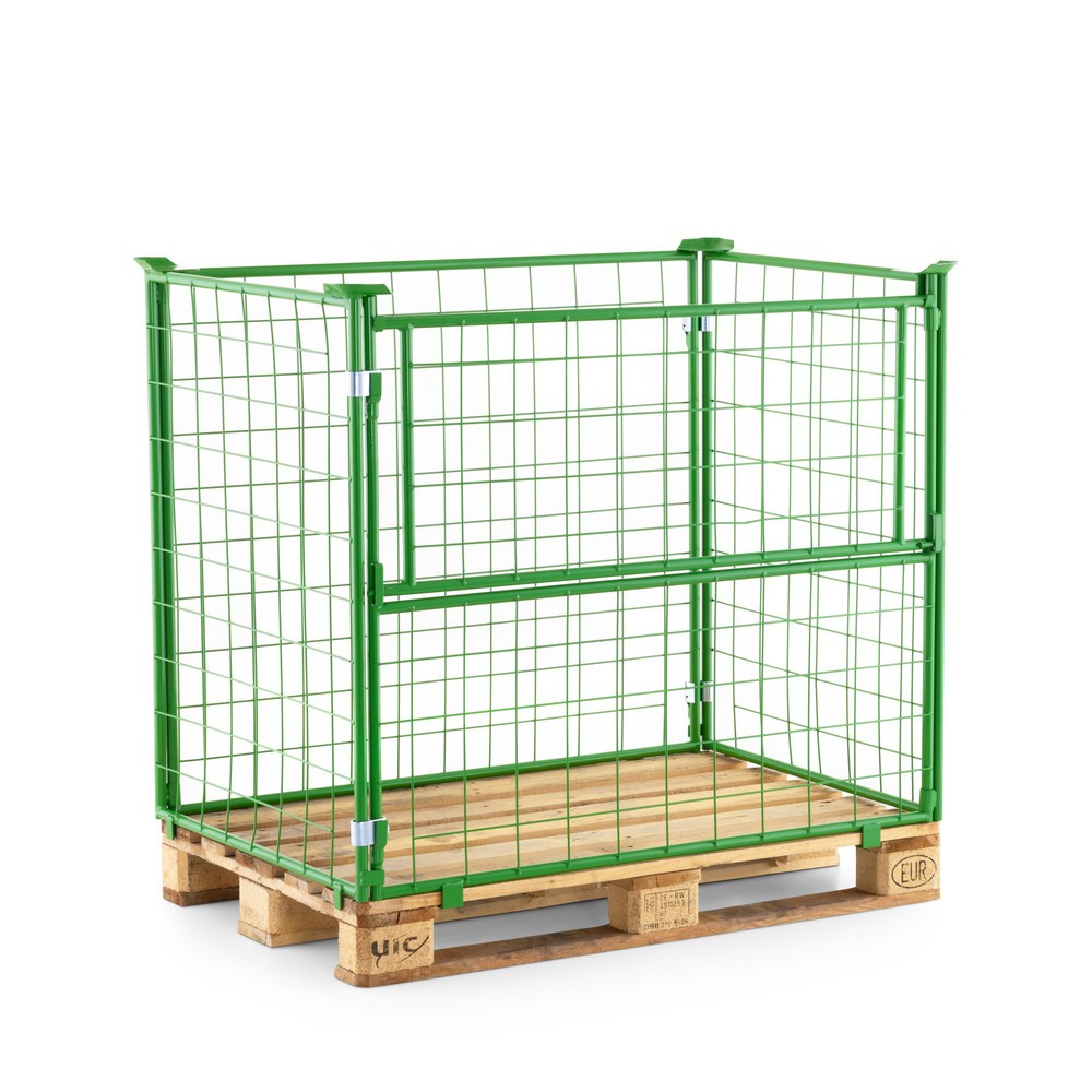 Productafbeelding nr. 1: BASIC opzetframe voor pallets met klep, maaswijdte 100 x 100 mm, hxbxd 800 x 1.200 x 800 mm, meigroen