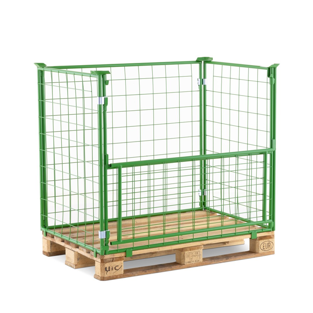 Productafbeelding nr. 8: BASIC opzetframe voor pallets met klep, maaswijdte 100 x 100 mm, hxbxd 800 x 1.200 x 800 mm, meigroen