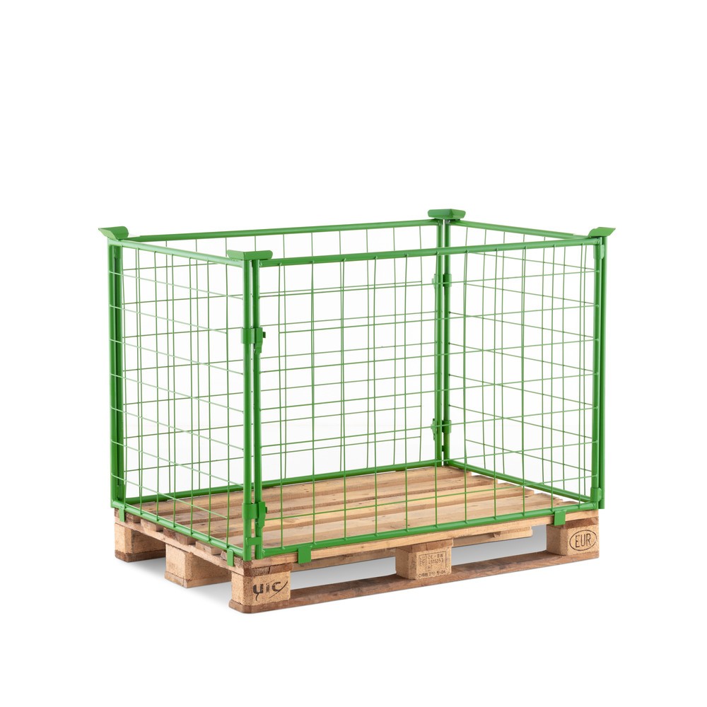 Product afbeelding: BASIC opzetframe voor pallets zonder klep, maaswijdte 100 x 100 mm, hxbxd 600 x 1.200 x 800 mm, meigroen