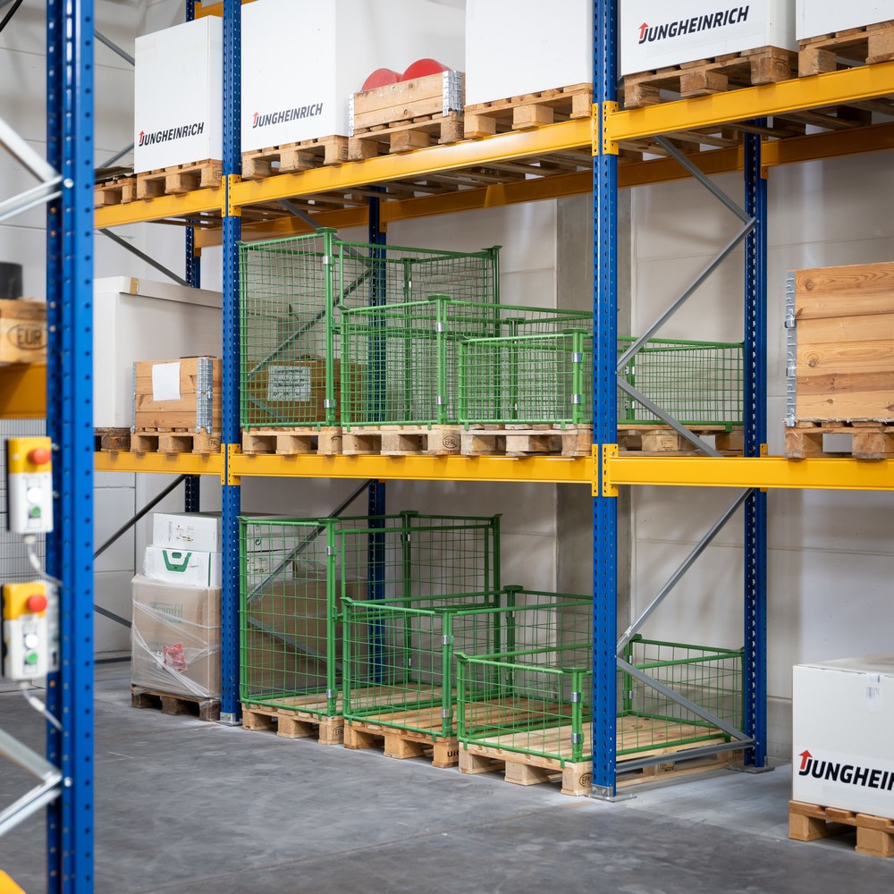 Productafbeelding nr. 10: BASIC opzetframe voor pallets zonder klep, maaswijdte 100 x 100 mm, hxbxd 600 x 1.200 x 800 mm, meigroen