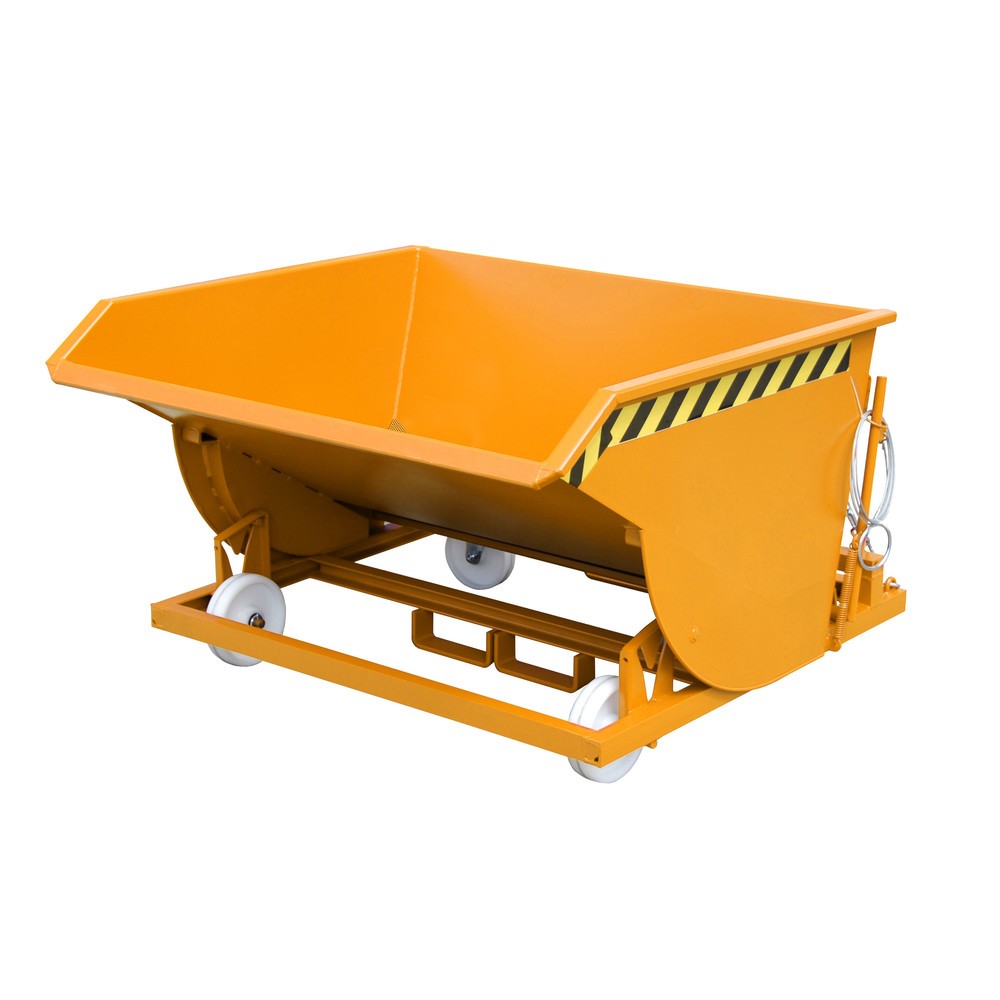 Produktabbildung Nr. 1: Bauer® Benne basculante à copeaux, construction basse, avec entrées de fourche, peint, volume 0,75 m³, RAL 2000 orangé jaune