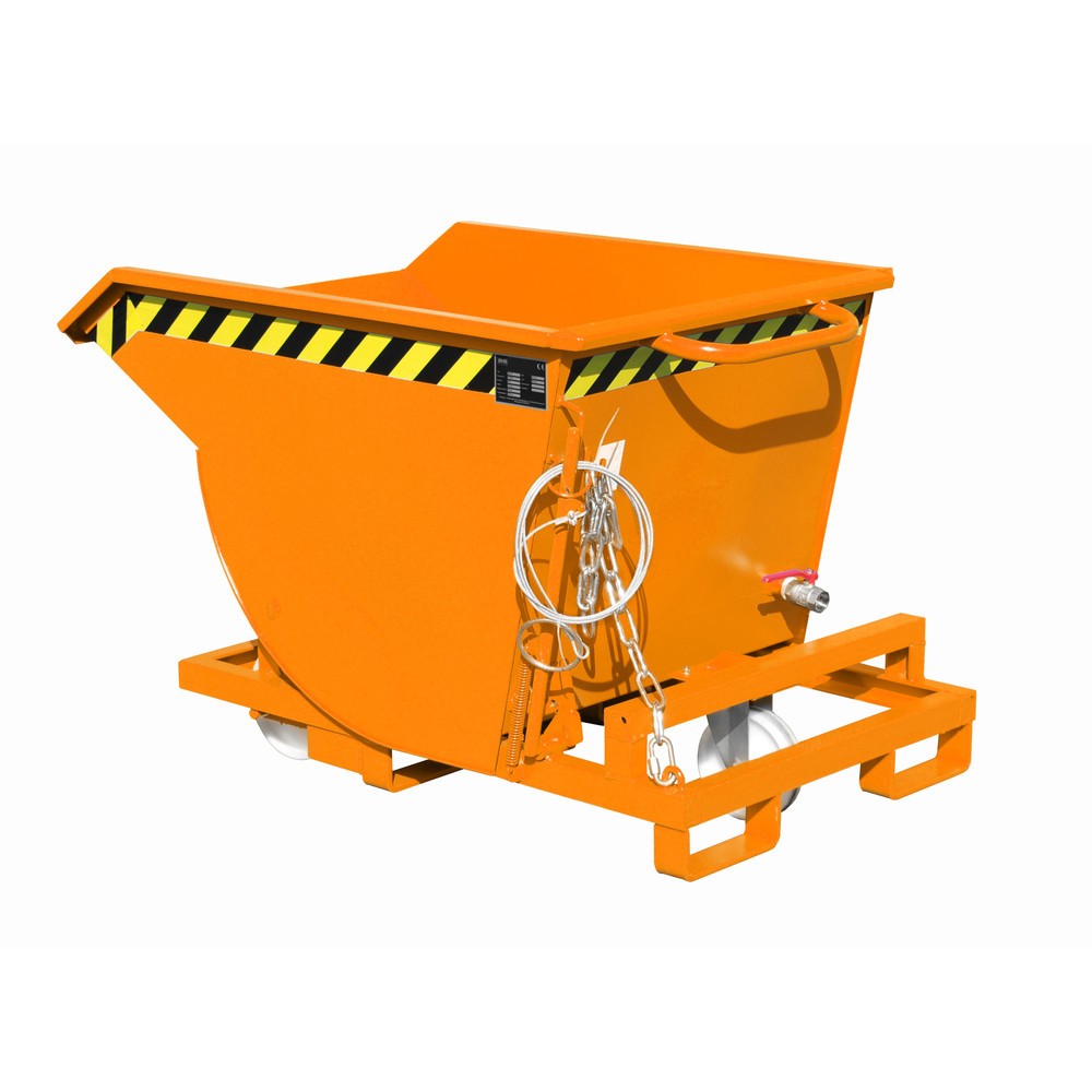 Produktabbildung Nr. 1: Bauer® Benne basculante à copeaux, construction basse, avec entrées de fourche, peint, volume 0,3 m³, RAL 2000 orangé jaune