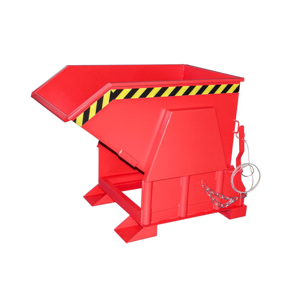 Illustration du produit: Bauer® Benne basculante avec mécanisme d'aide au basculement Premium, construction large, peint, sans couvercle, volume 0,5 m³, RAL 3000 rouge feu