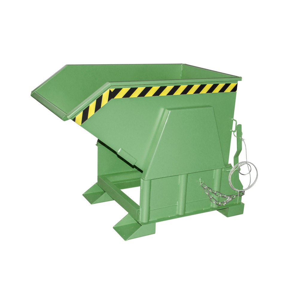 Illustration du produit: Bauer® Benne basculante avec mécanisme d'aide au basculement Premium, construction large, peint, sans couvercle, volume 0,5 m³, RAL 6011 vert réséda