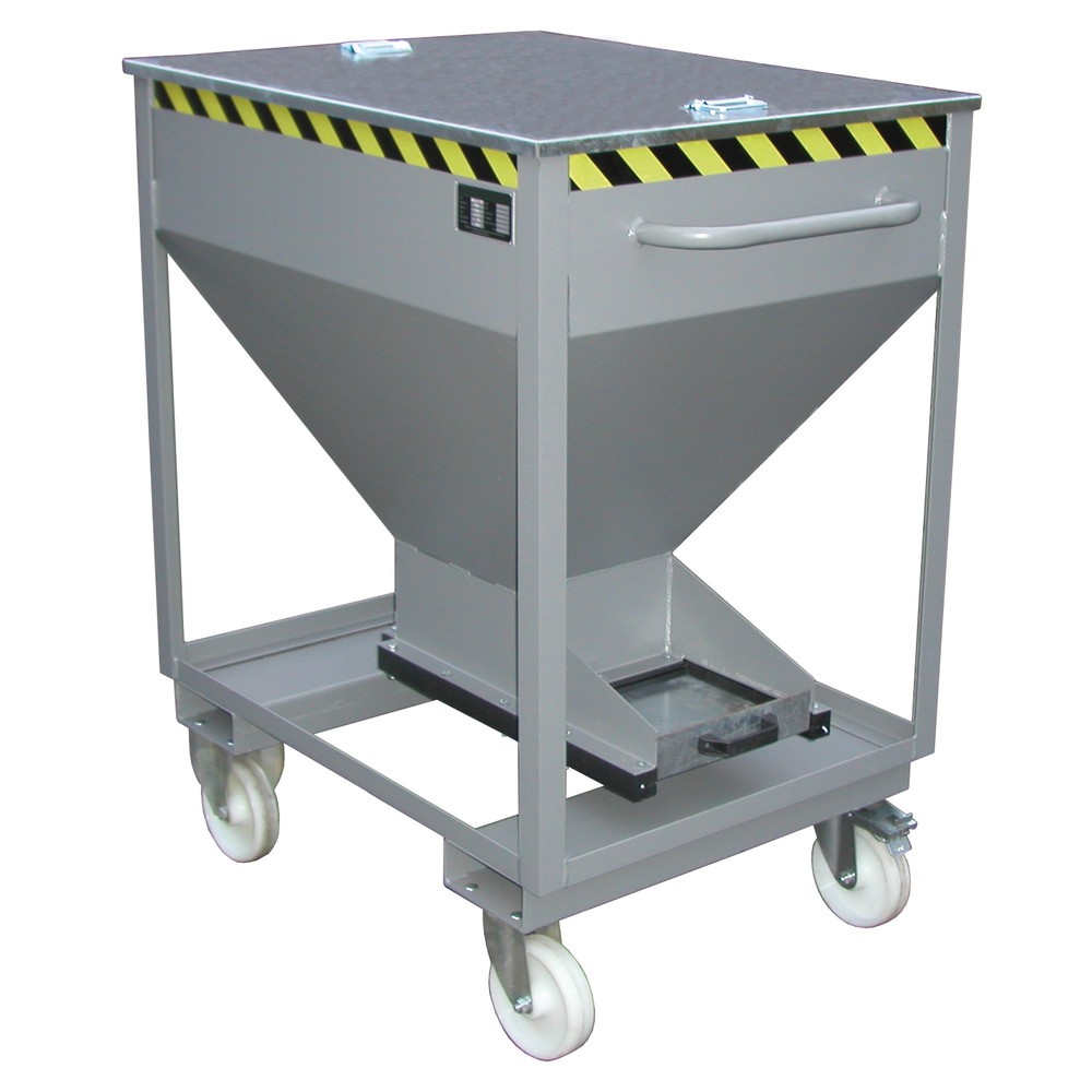 Produktabbildung Nr. 1: Bauer® Silo, avec fermeture coulissante, entrées de fourche + roulettes, peint, volume 0,375 m², RAL 7005 gris souris