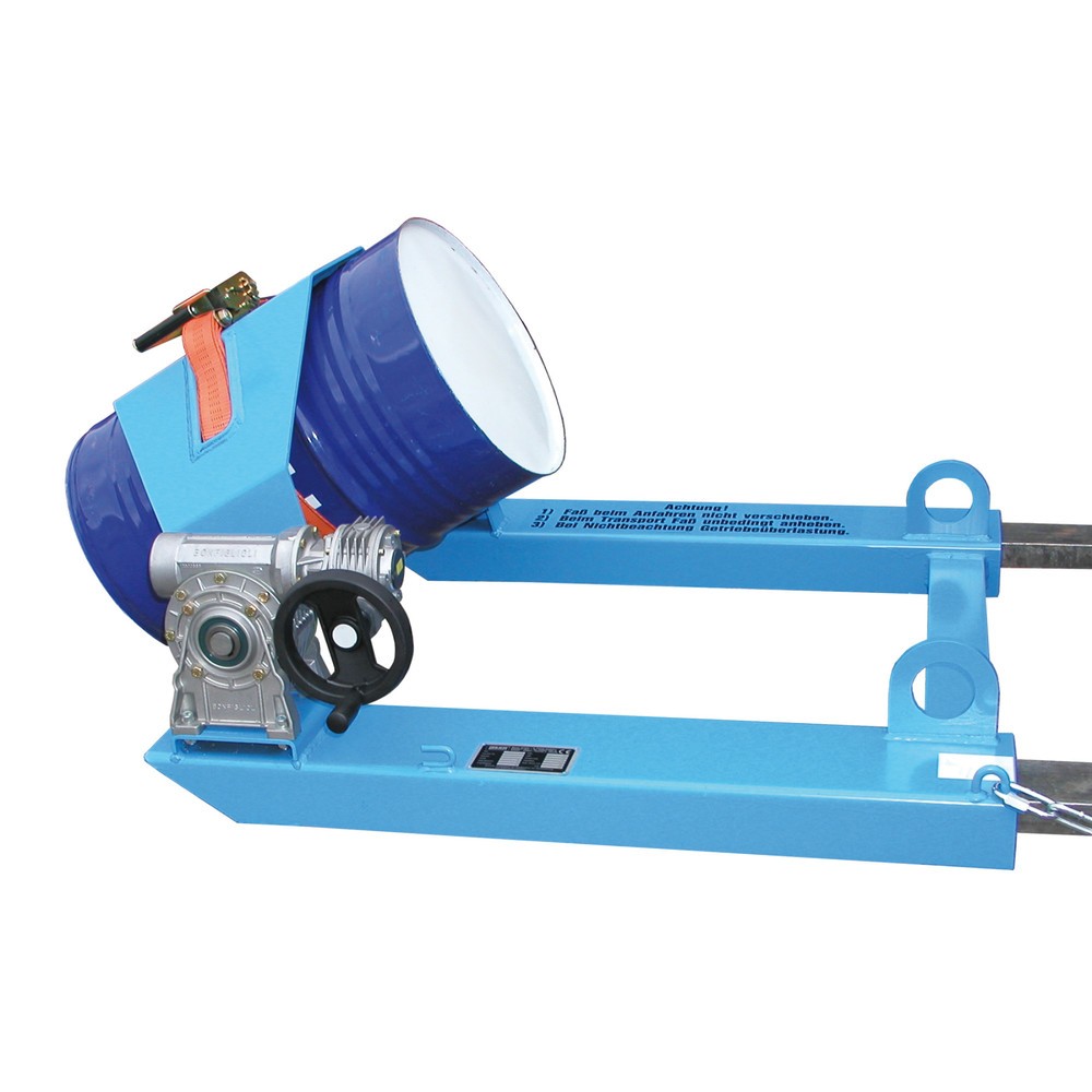 Produktabbildung Nr. 4: Bauer® Dispositif bascule-fût, capacité de charge 300 kg, pour fût de Ø 350-600 mm, manivelle, RAL 5012 bleu clair