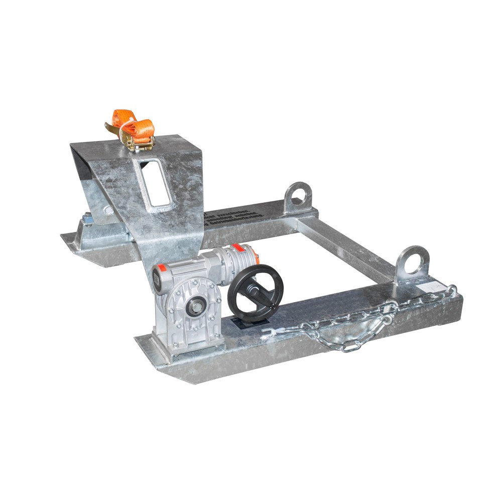 N° de l'image du produit 1 : Bauer® Dispositif bascule-fût, capacité de charge 300 kg, pour fût de Ø 350-600 mm, manivelle, galvanisé à chaud