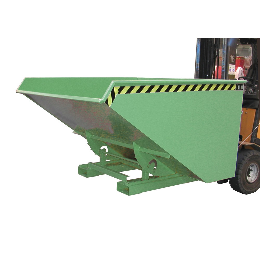 Product afbeelding: Bauer® Kantelbak met afrolmechanisme, gelakt, volume 1,2 m³, RAL 6011 resedagroen