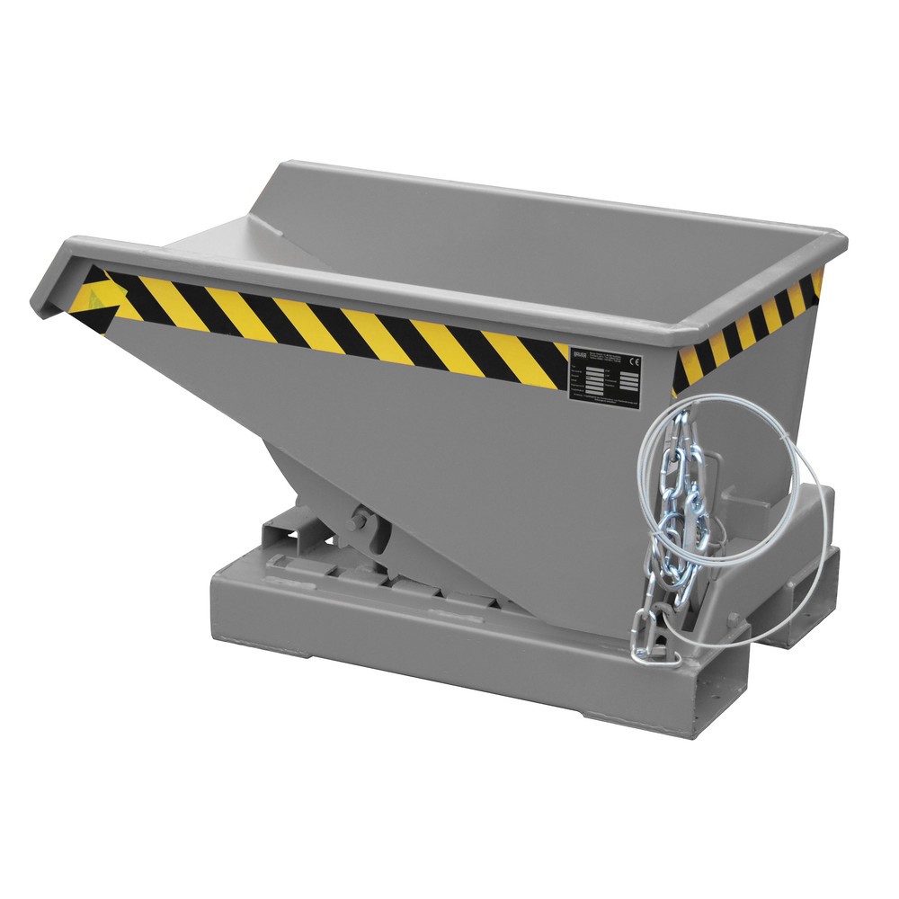 Product afbeelding: Bauer® Kantelbak met afrolmechanisme, gelakt, volume 0,15 m³, RAL 7005 muisgrijs