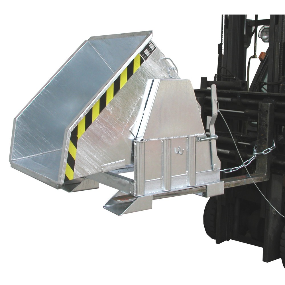 Product afbeelding: Bauer® kantelbak met afrolmechanisme Premium, brede constructie, verzinkt, zonder deksel, volume 0,3 m³