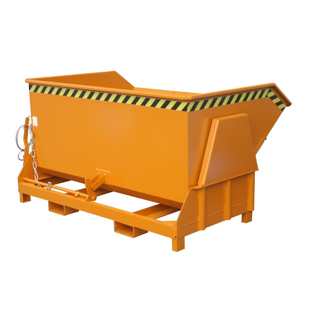 Produktabbildung Nr. 1: Bauer® Kantelbak met afrolmechanisme Premium, brede bouwvorm, gelakt, zonder deksel, volume 1,5 m³, RAL 2000 geeloranje