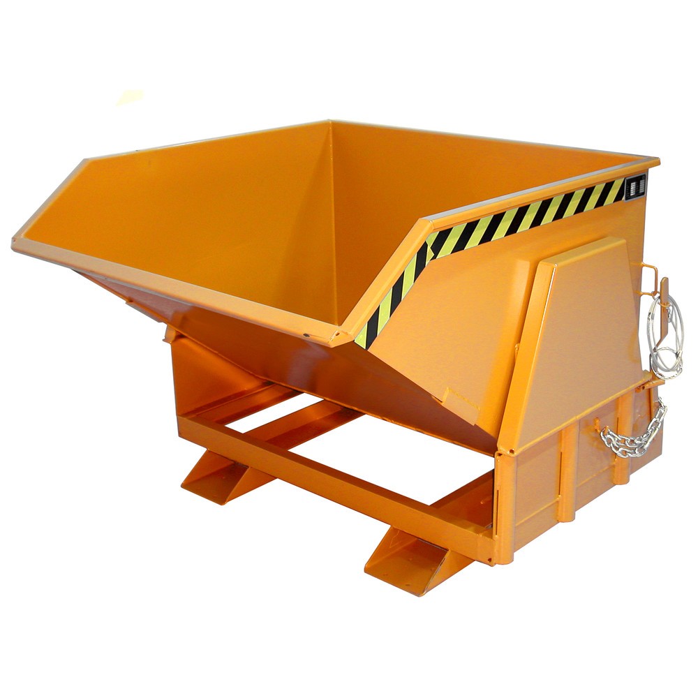 Produktabbildung Nr. 1: Bauer® Kantelbak met afrolmechanisme Premium, brede bouwvorm, gelakt, zonder deksel, volume 1 m³, RAL 2000 geeloranje