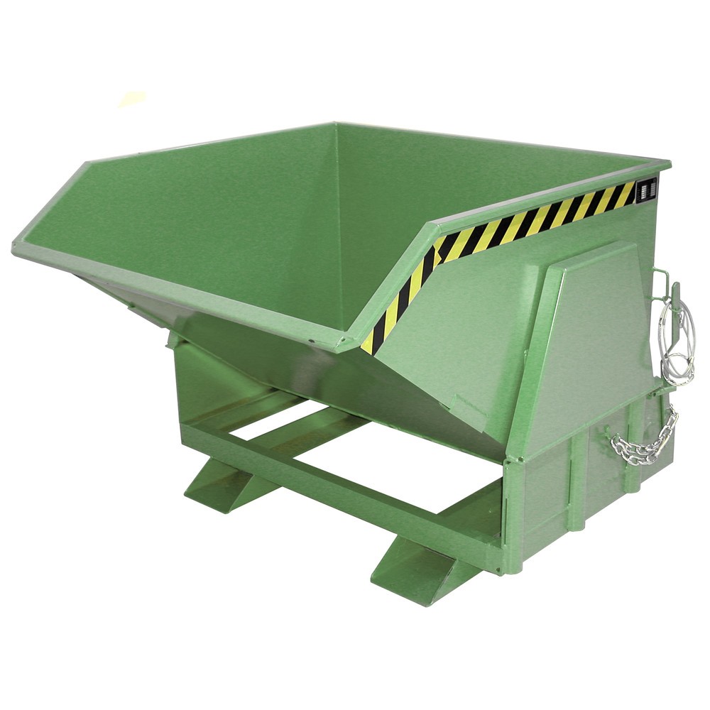 Produktabbildung Nr. 1: Bauer® Kantelbak met afrolmechanisme Premium, brede bouwvorm, gelakt, zonder deksel, volume 1 m³, RAL 6011 resedagroen